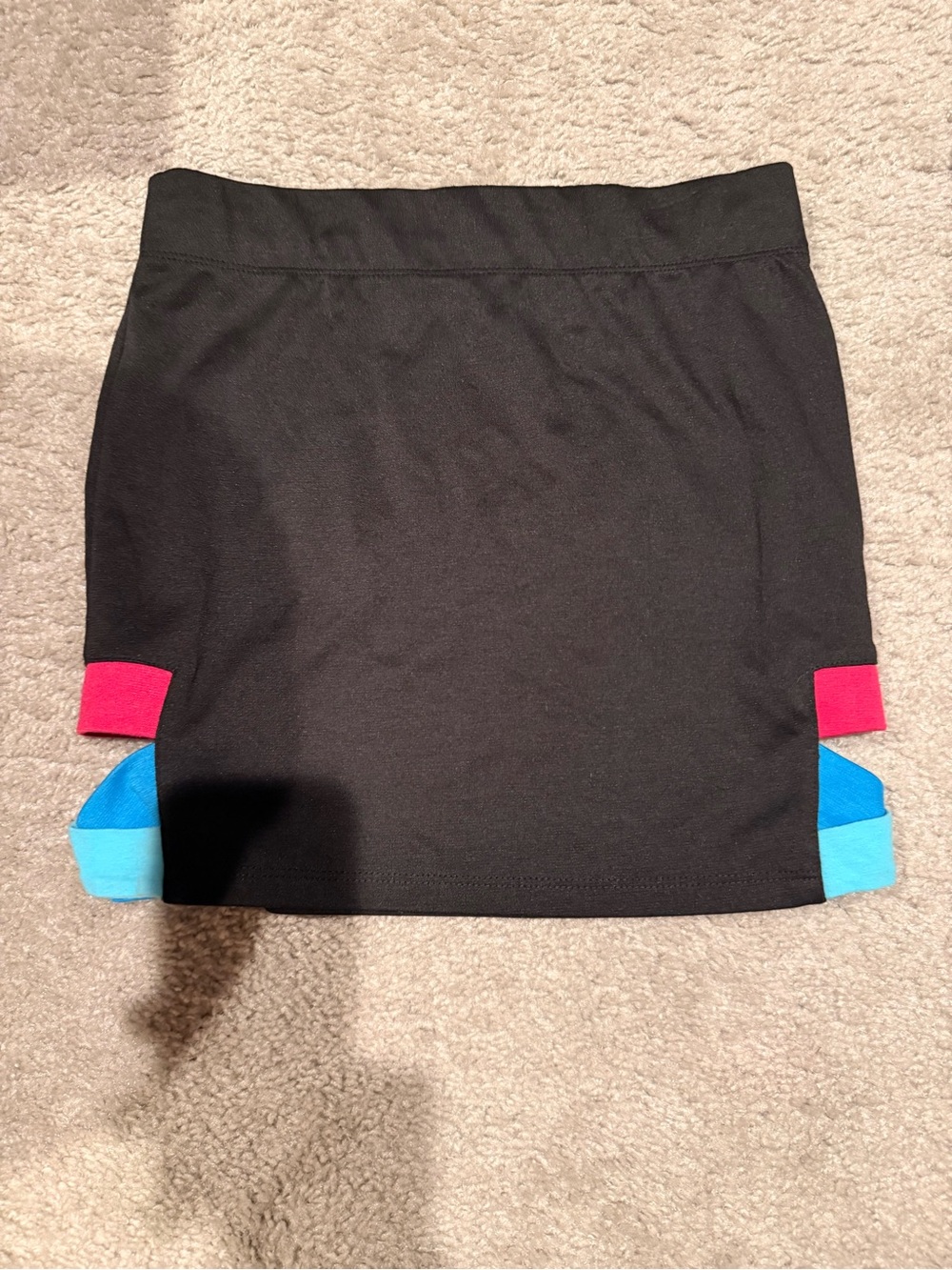 Kirra Black Mini Skirt with Pink and Blue Hem Tabs